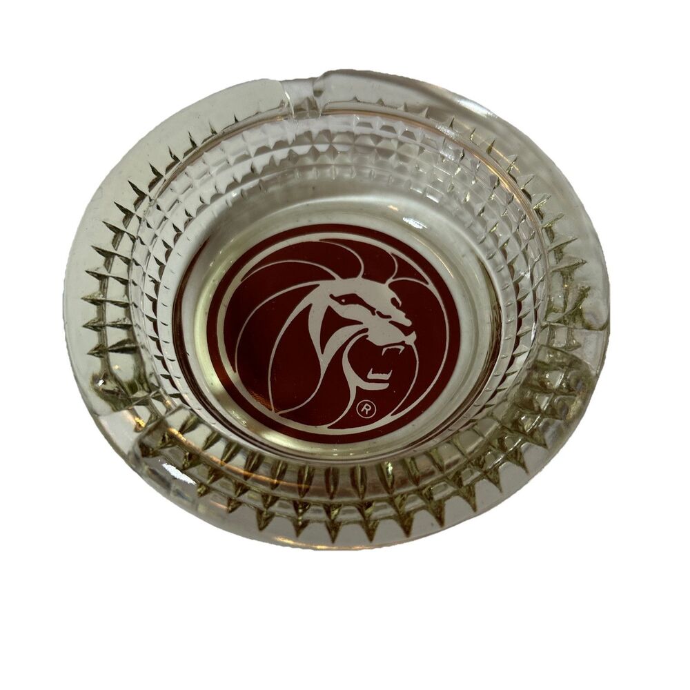 MGM Grand Casino Hotel Ashtray Las Vegas Vintage Round Lion Collectible